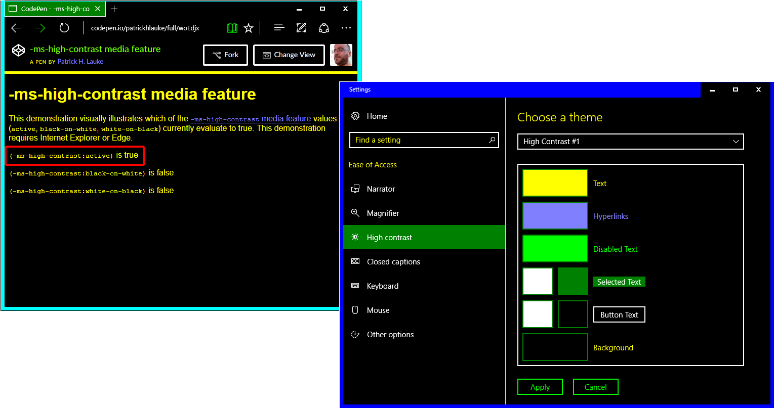Windows High Contrast Mode the limited utility of mshighcontrast TPGi