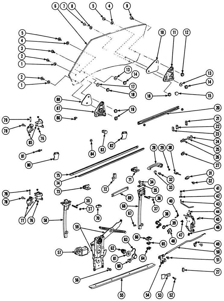 196869 Firebird Door Hardware Illustrated Parts Break Down