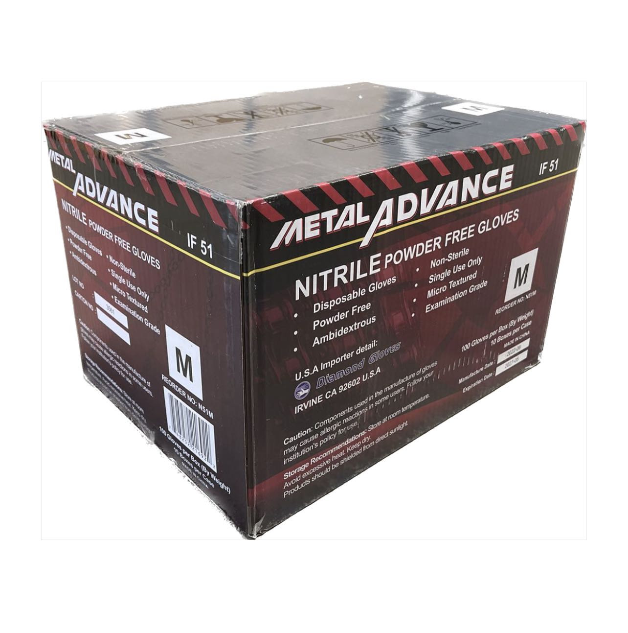 Diamond Gloves Metal Advance Black Nitrile Examination Gloves Case
