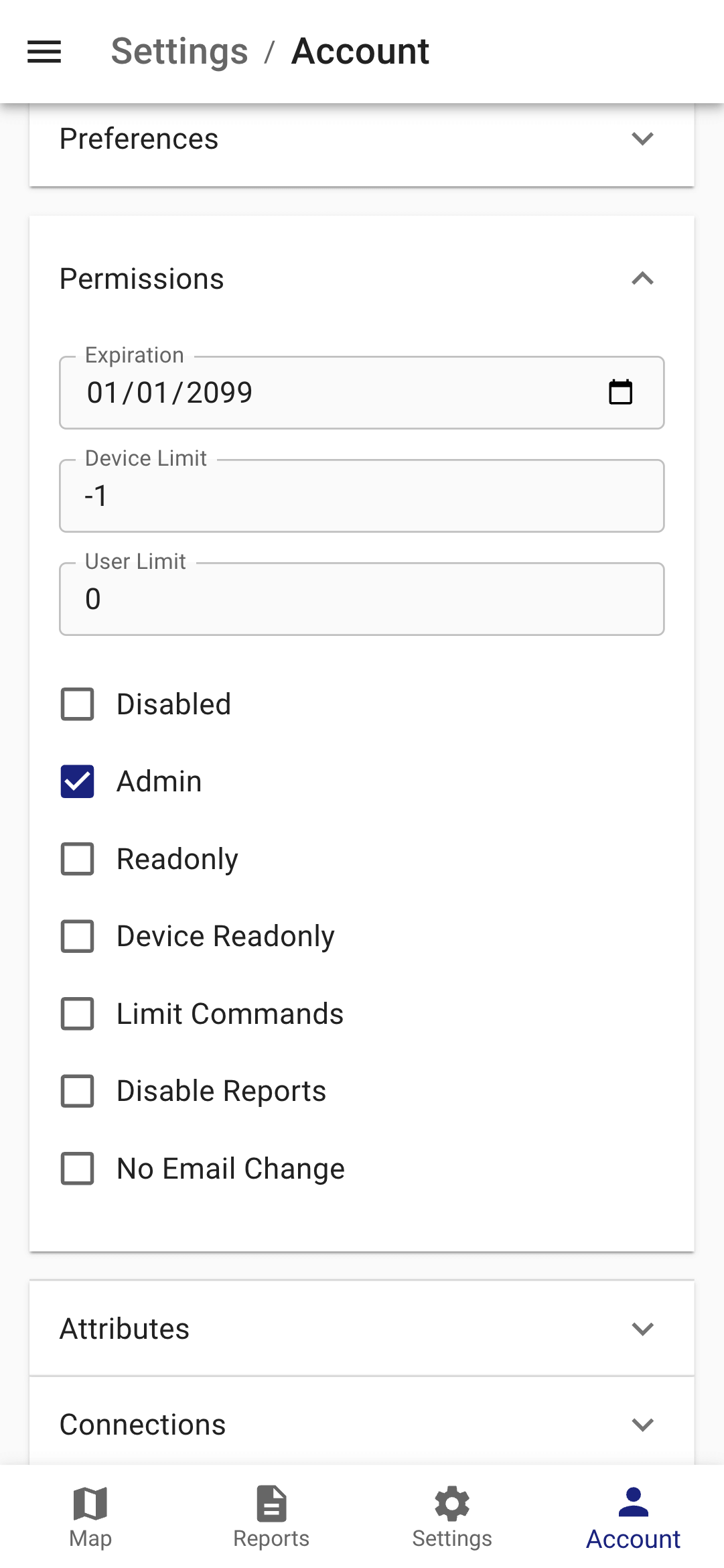User Management Traccar