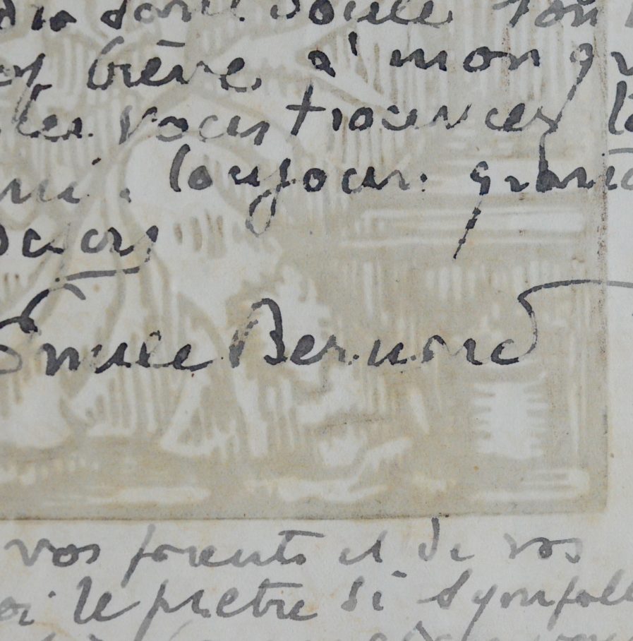 Lettre d’Émile Bernard illustrée d’une magnifique gravure originale