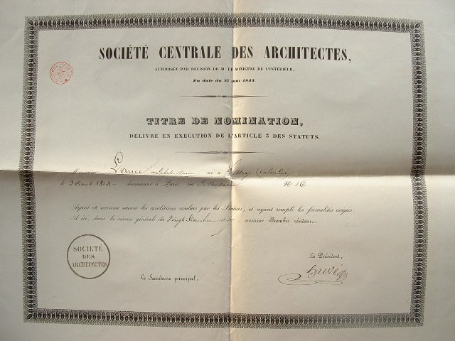 La Société des Architectes accueille un nouveau membre. Traces