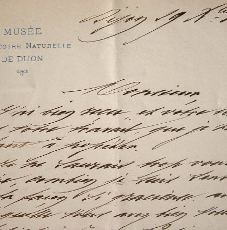 Correspondance du directeur du Musée d’Histoire naturelle de Dijon