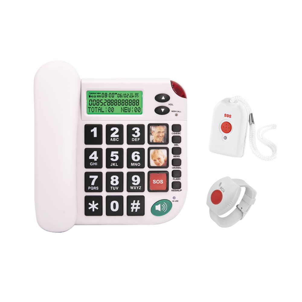 Landline SOS phone with SOS red buttons for the elderly