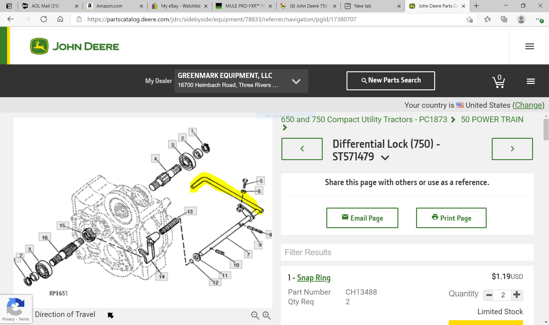 John Deere 750 rear pto not working