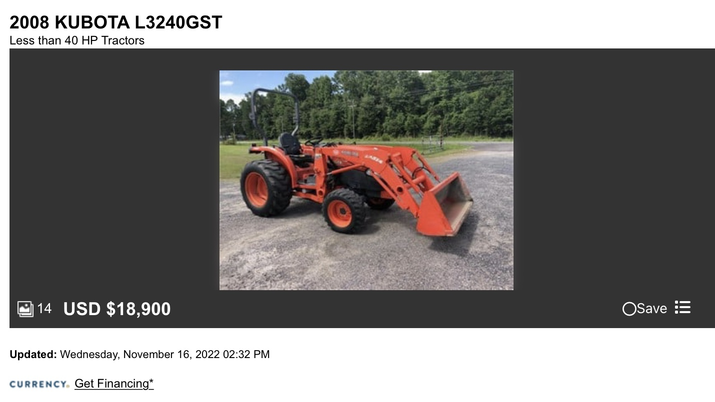 Expected Depreciation in Used Tractors?