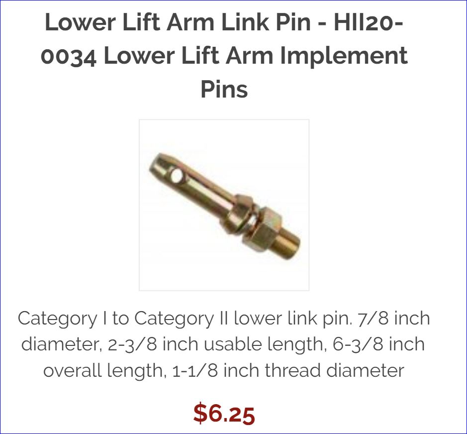 Converting Cat 2 implemnt to Cat 1 (Lower Lift Arm Pins) Page 3