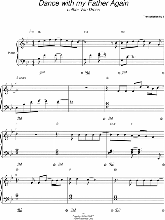 Dance with my Father Again Piano Solo Download Sheet Music