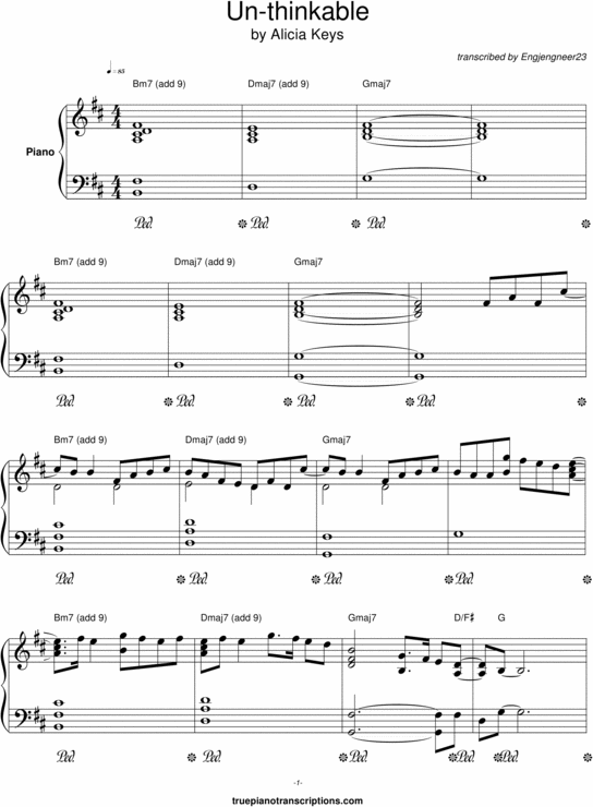 Unthinkable (Alicia Keys) Download Sheet Music