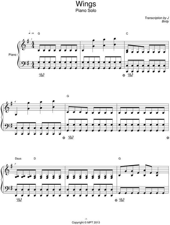 Wings by Birdy Sheet Music Tradebit