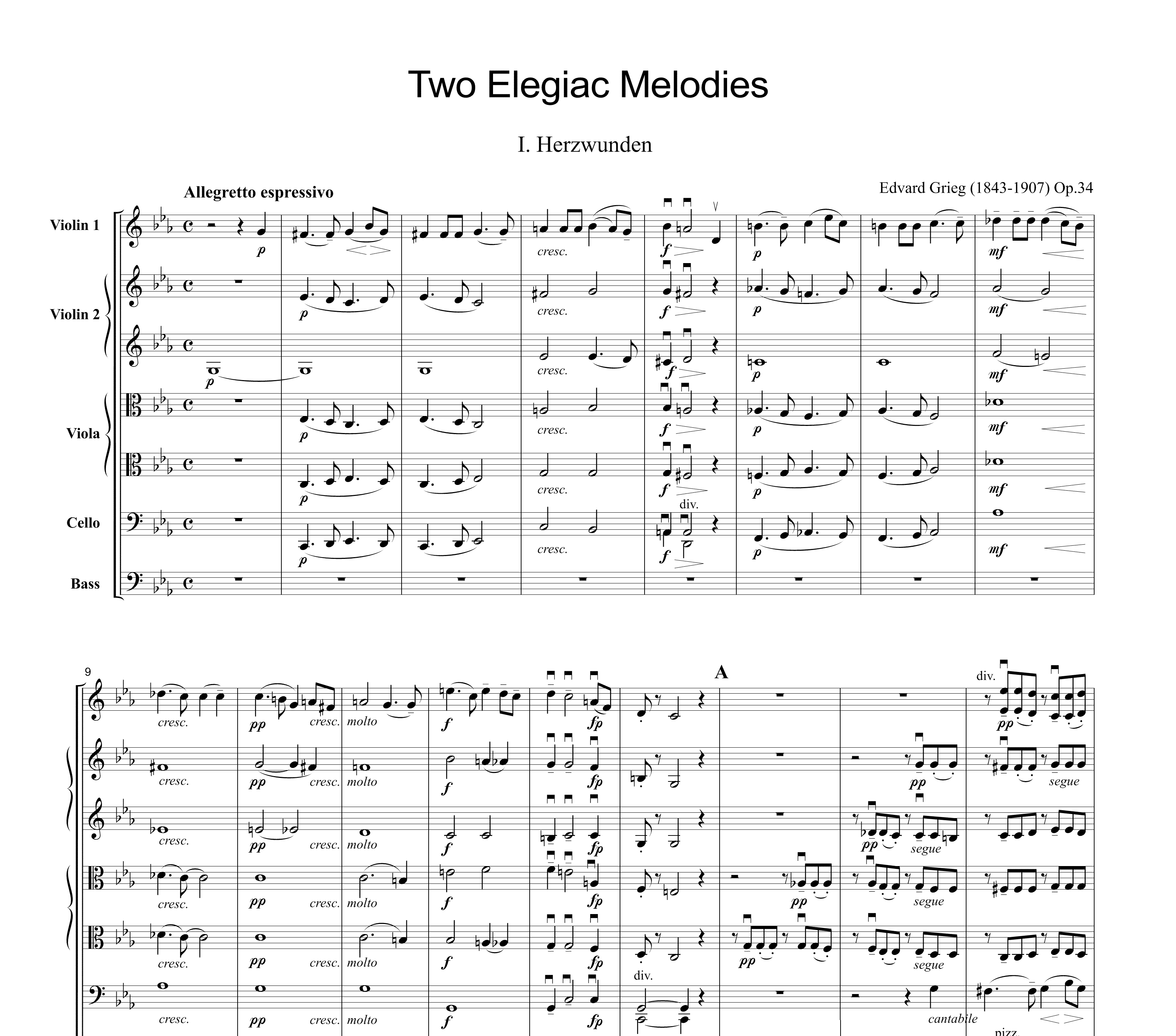 Grieg Two Elegiac Melodies, for string orchestra, SG020 Tradebit