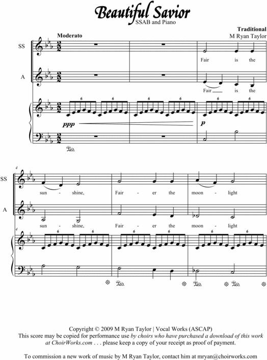 Beautiful Savior SSAB Sheet Music Tradebit