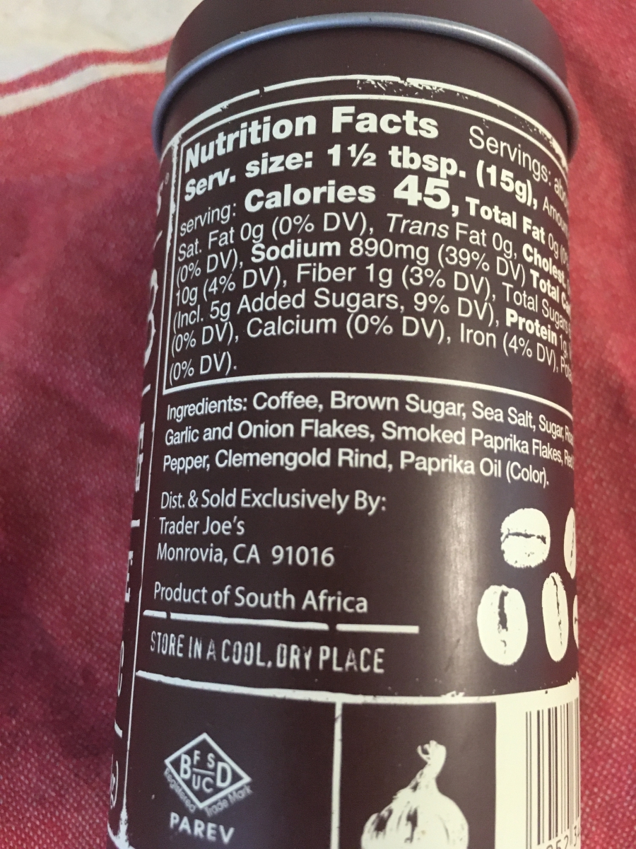 Trader Joe's Coffee Rub, BBQ Seasoning with Garlic Trader Joe's Reviews