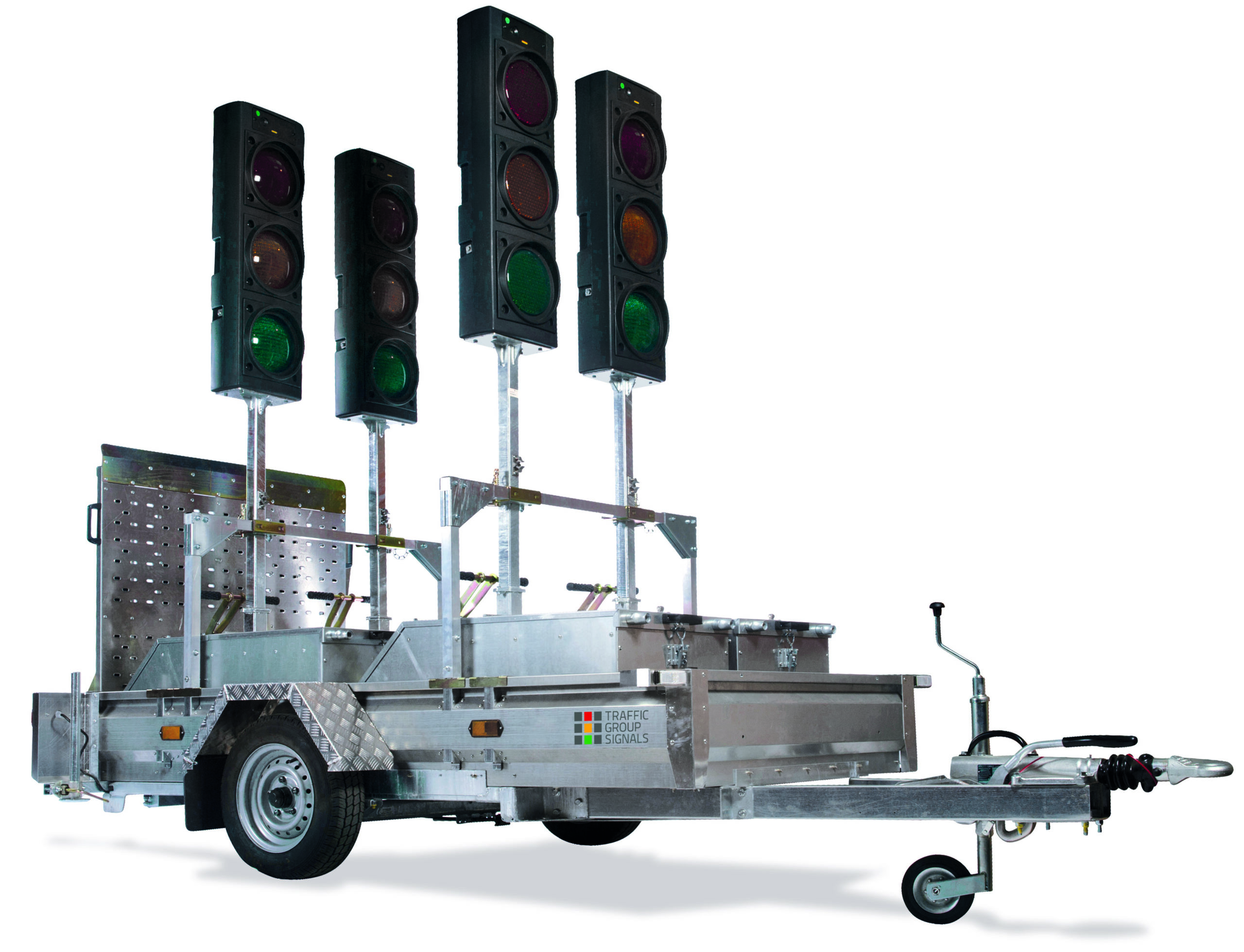 Portable Signal 1300kg Traffic Light Trailer Traffic Group Signals