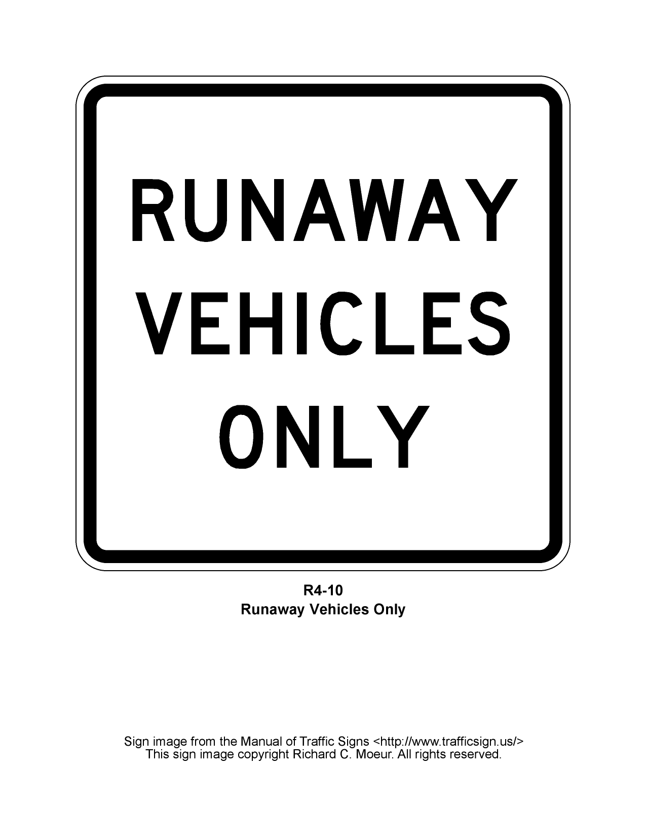 Manual of Traffic Signs R4 Series Signs