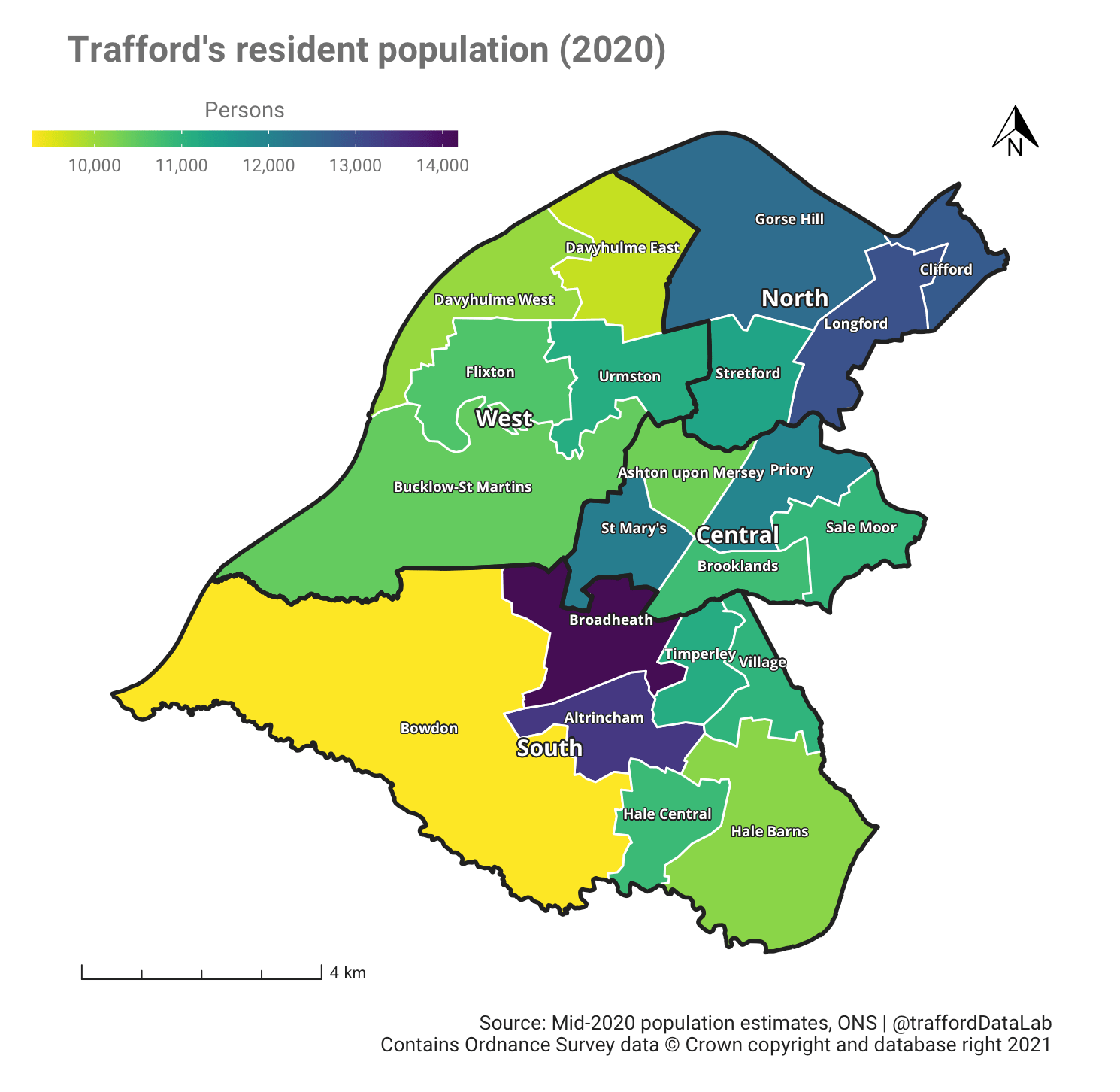 Trafford Data Lab Resident Population of Trafford (2020)