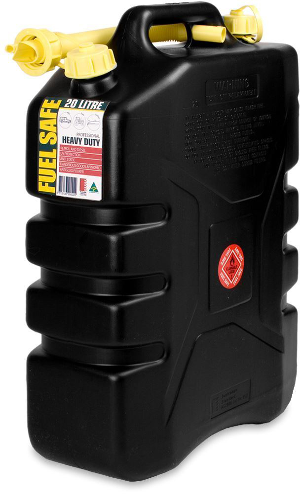 Vehicle 2 X 20L BLACK PLASTIC FUEL JERRY CAN PETROL DIESEL WITH SPOUT