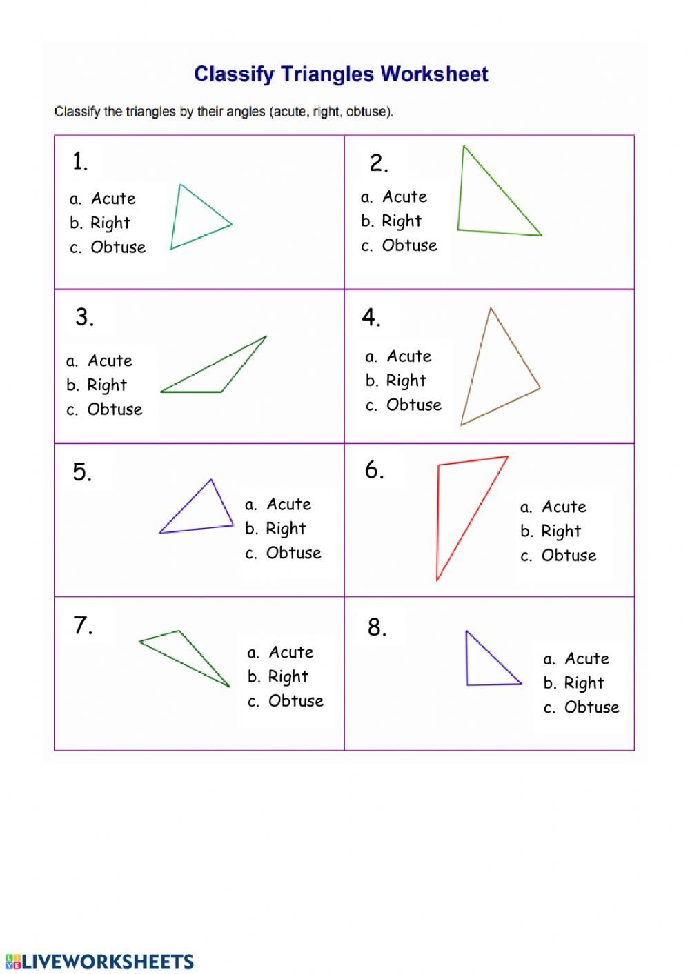 Classifying Triangles Worksheet With Answer Key Db Excel