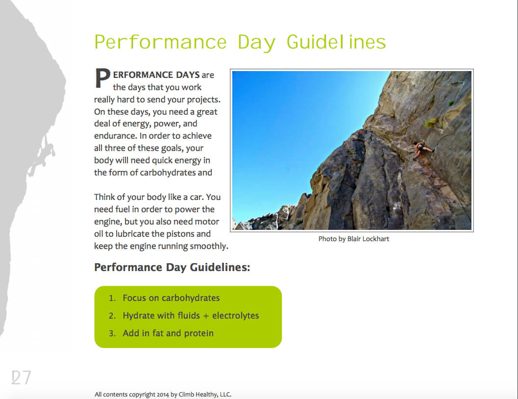 Rock Climbing Nutrition Performance Day Guidelines TrainingBeta