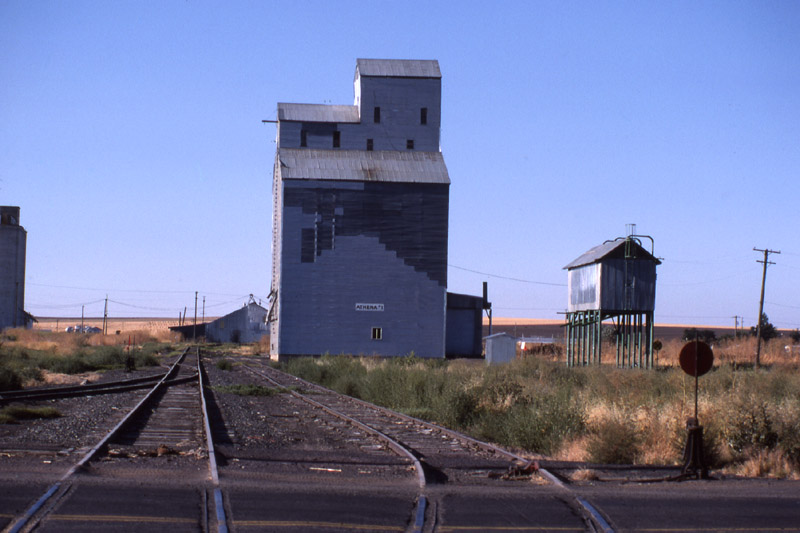 Grain elevators in Athena. John Henderson photo, Jeff Moore collection.
