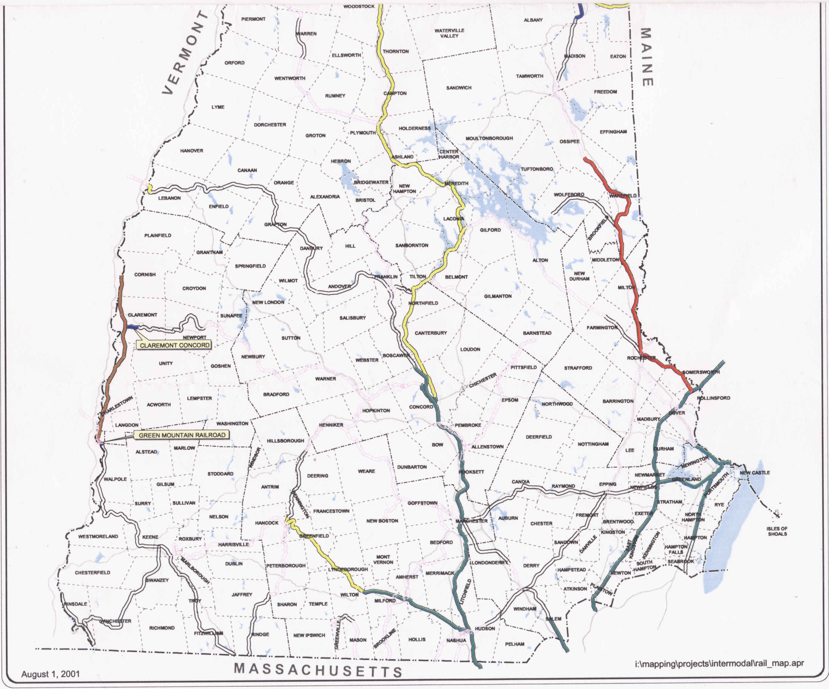 Map Of Southern New Hampshire Towns NH RR Map South
