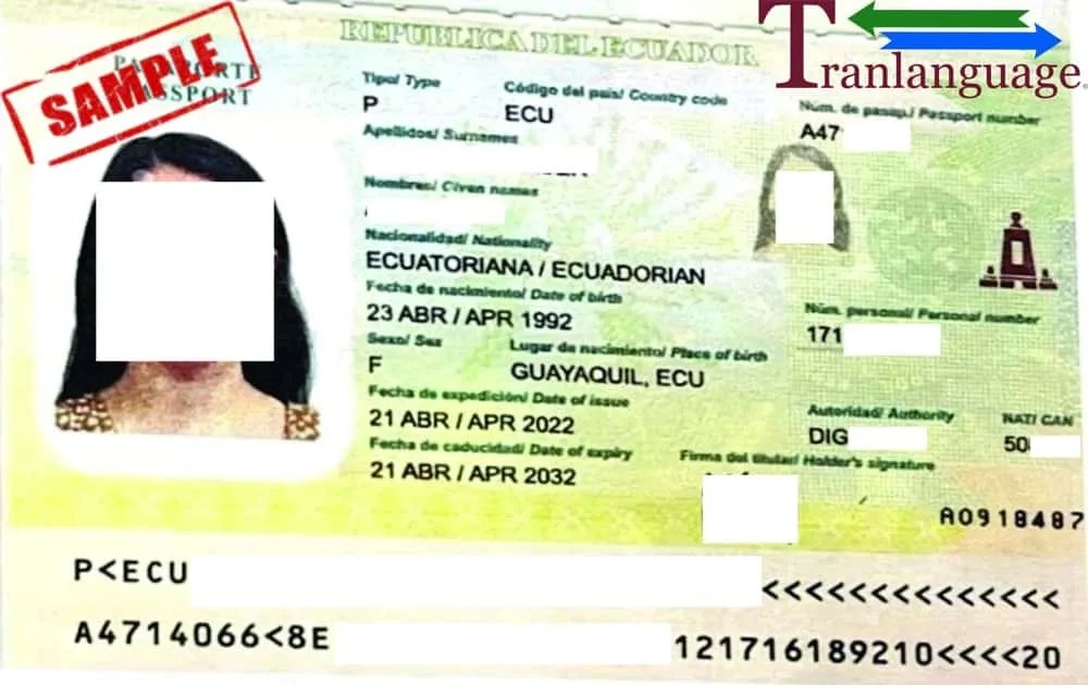 Passport Ecuador I Certified Translations