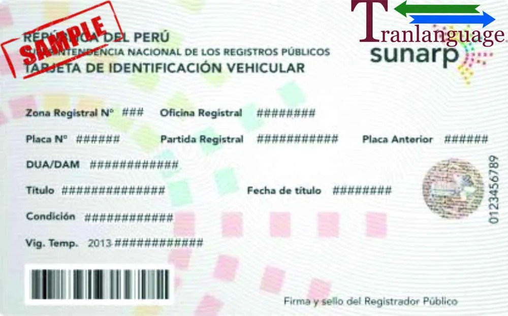 Car Registration Peru Tranlanguage Certified Translations
