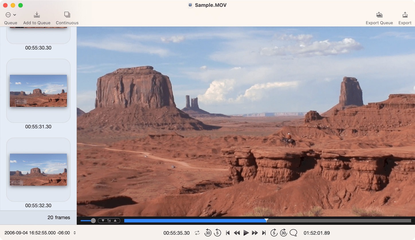 Export a still image Frame Grab Tranquillity Base