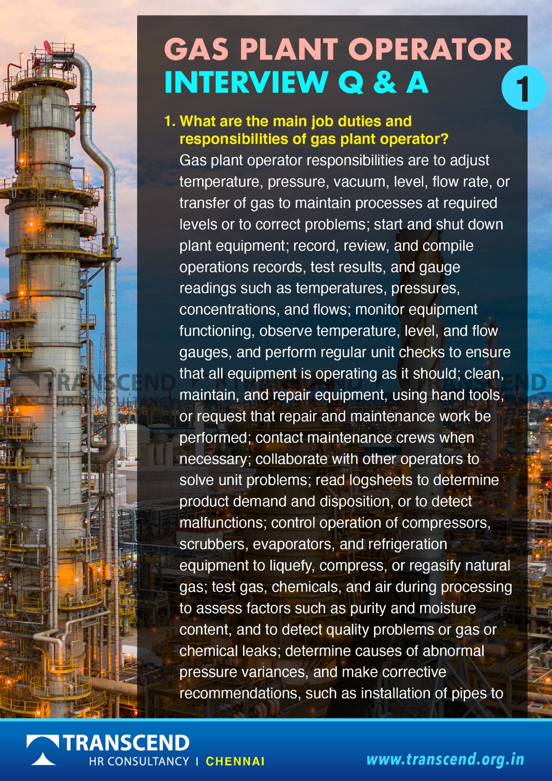 Gas Plant Operator Interview Question & Answer O&G Refinery