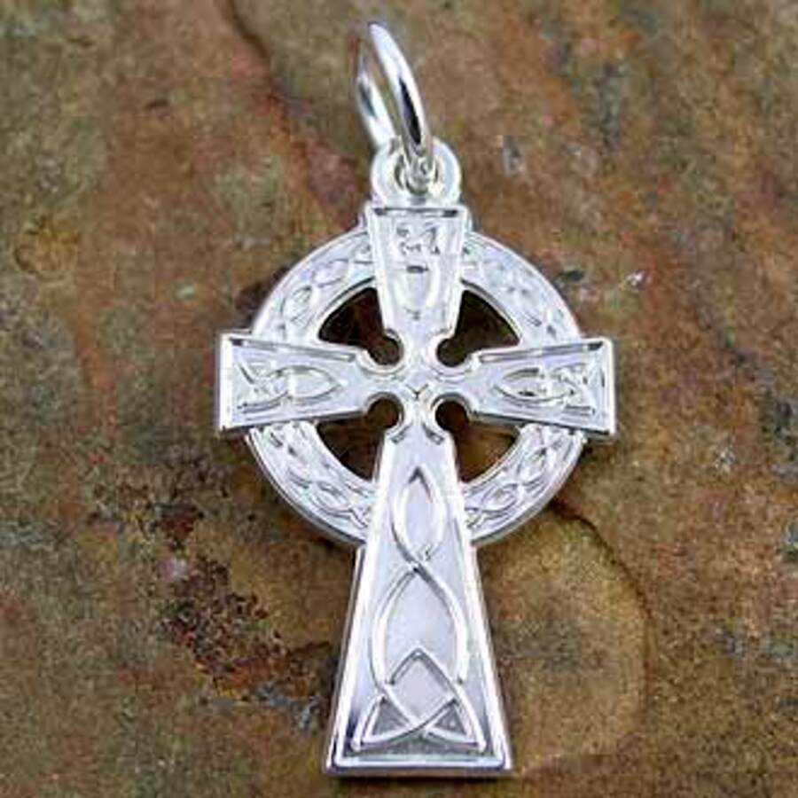 Sterling Silver Pendant 13x18mm Celtic Cross Transglobal Trading