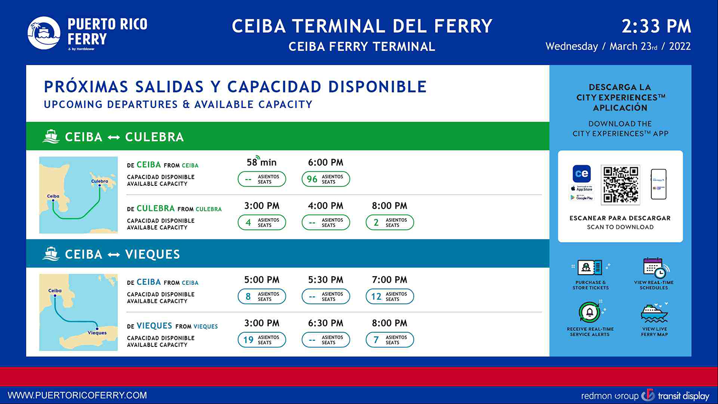 Transit Displays for Puerto Rico Ferry Transit Display