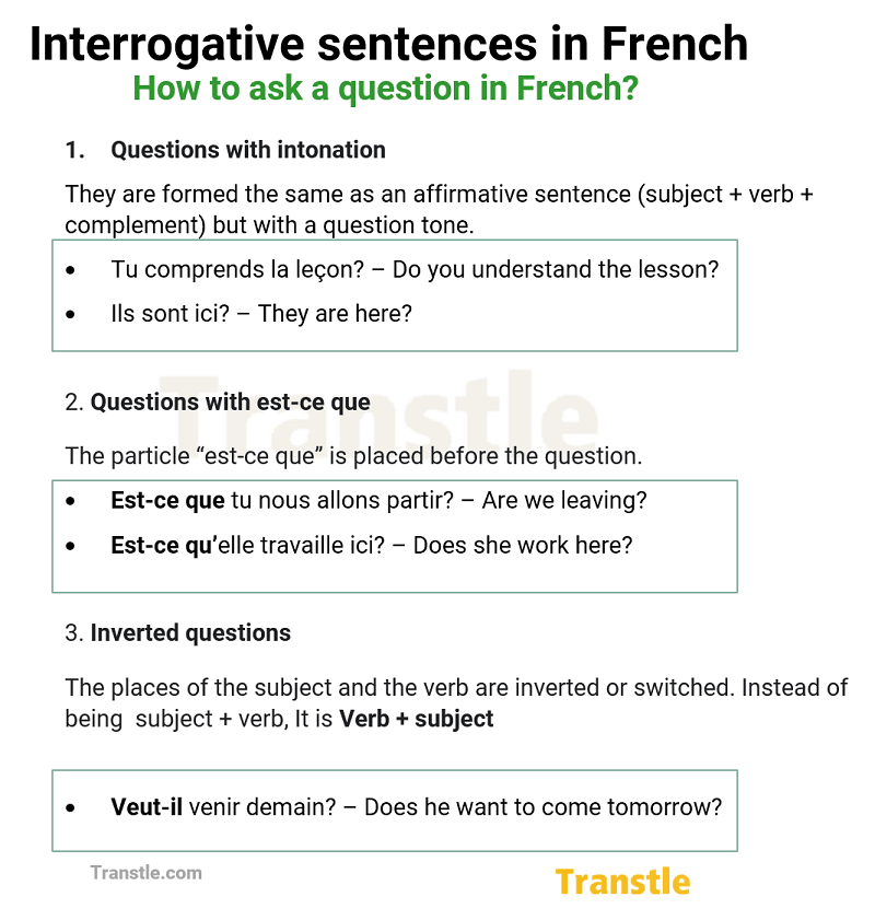 Interrogative Sentences in French Simple Guide With Examples Transtle