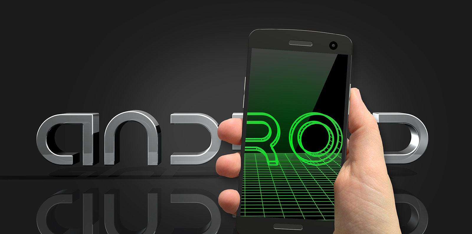 3d Android logo illustrations with smartphones TrashedGraphics