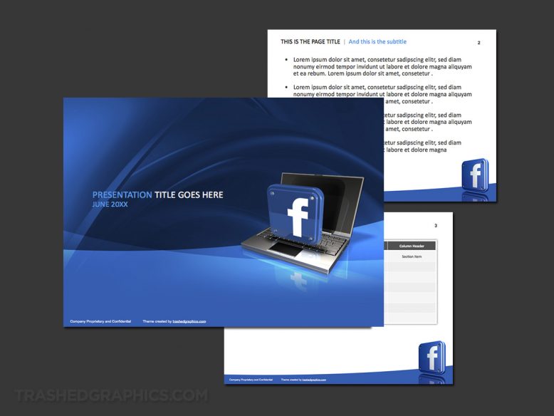 Blue and white Facebook PowerPoint template TrashedGraphics