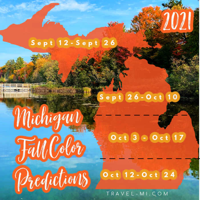 2022 Michigan Fall Colors Map 2021 Mi Fall Color Map | Weekly Predicted Dates Of Peak Fall Colors