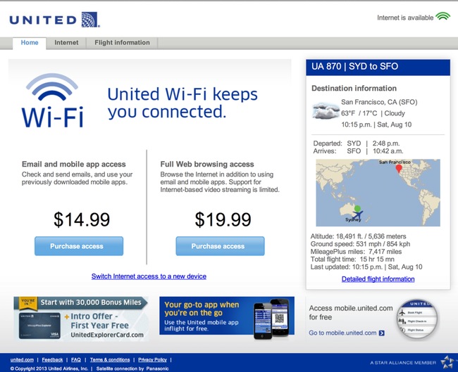 The Results after Testing United WiFi on Four Different Flights