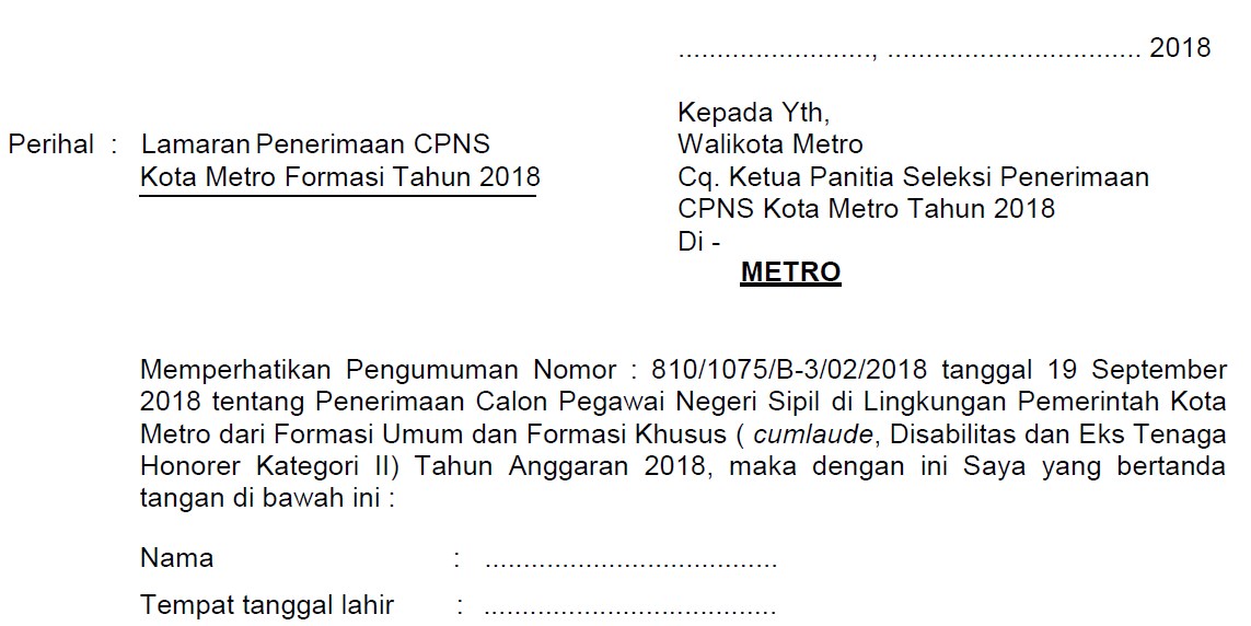 Surat Lamaran Kota Ku / Kumpulan Semua Lowongan CPNS + BUMN KASKUS - Part 1 - Page ... / Perintis rt 01 rw 02 kota kendari telp (hp) :