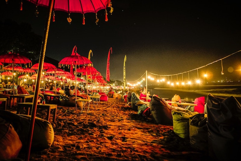 Kuta Beach at night Bali travel guide - different areas of bali