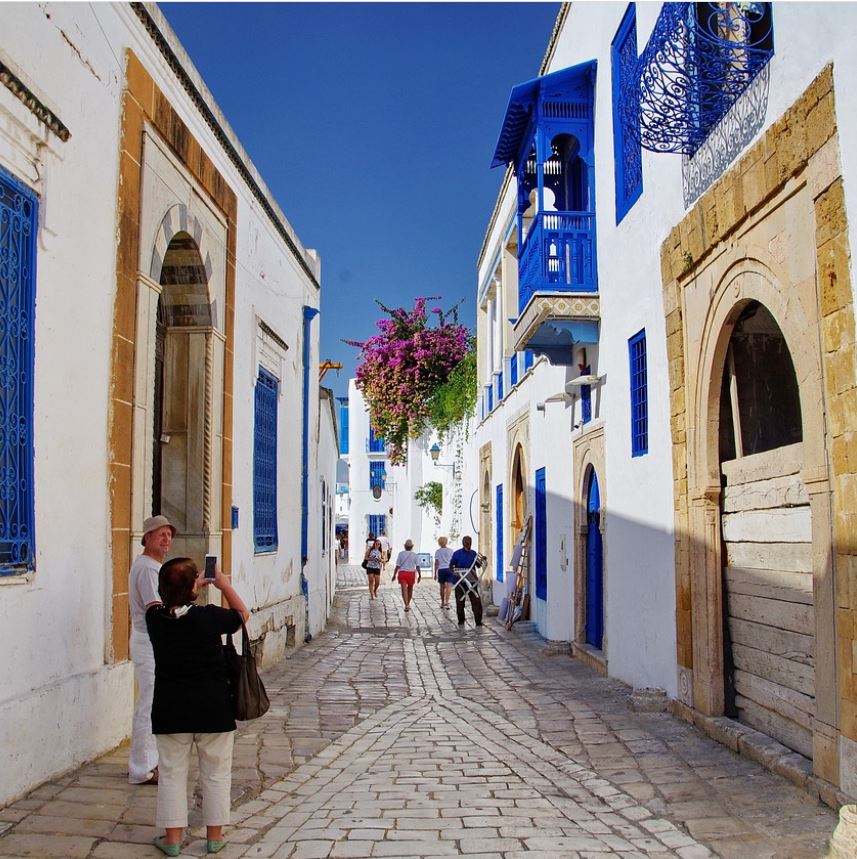 Tourists in the street of tunisia