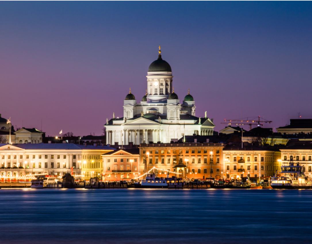 Cathedral in Finland at night