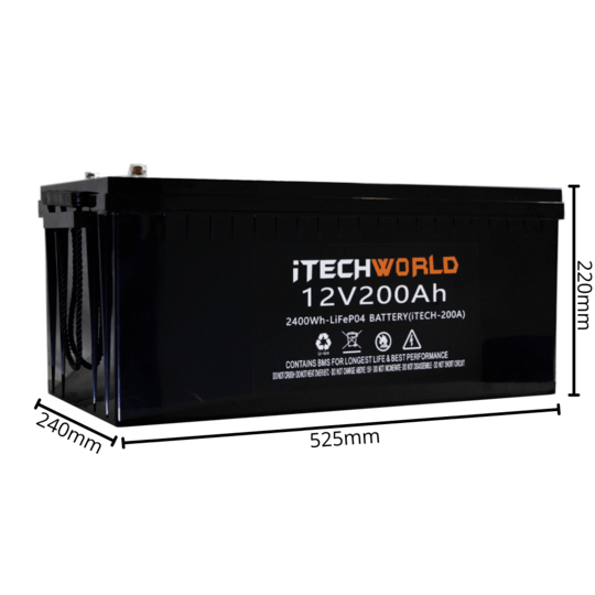 iTech World 12V 200AH Lithium Ion Battery LifePo4 Deep Cycle