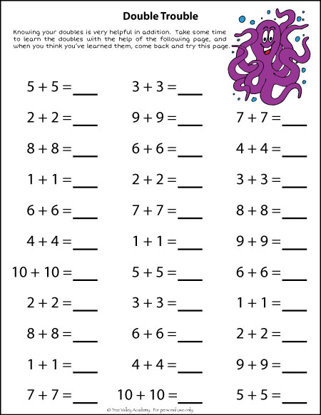 Add The Doubles Plus One Numbers