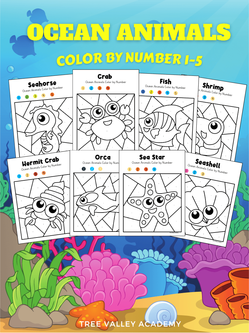 Color By Number Ocean Animals