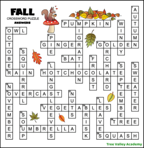 Fall Crossword Puzzle for Middle School - Tree Valley Academy