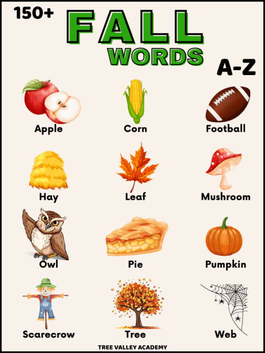 150+ Fall Words from A to Z Tree Valley Academy