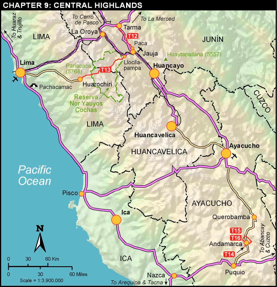 Central Highlands Of Peru Map Trekking Peru