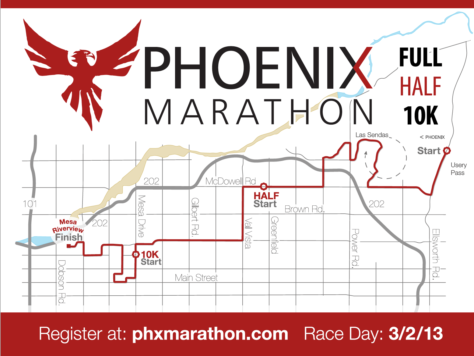 Phoenix Marathon 2013 course map TriMesa Arizona Triathlon Club