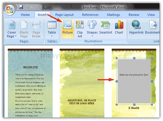 Create Brochure In Word 2007 Or 2010 Make Brochure Microsoft Word