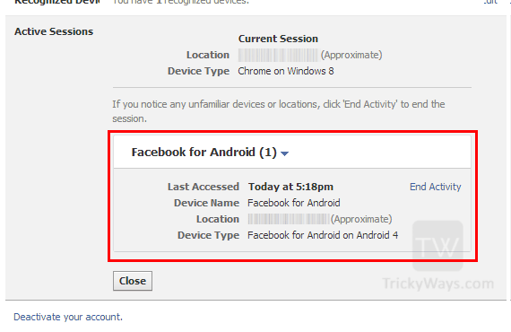 Logout Facebook Account From all Devices Remotely
