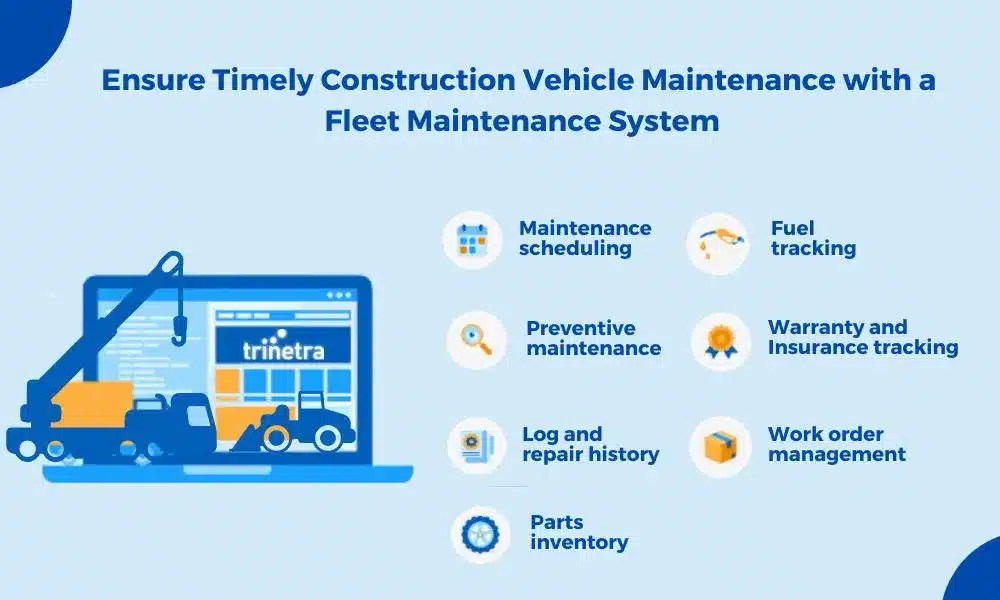 Heavy Construction Equipment Fleet Maintenance System Wireless